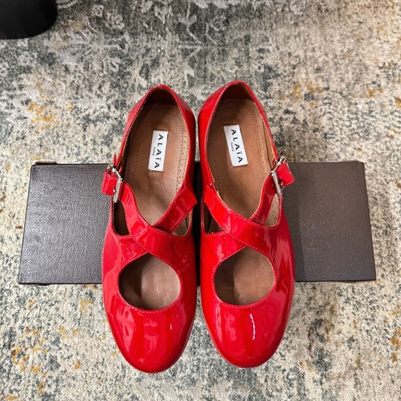 Alaia Shoes - ALAÏA Red Patent Mary Jane Flats